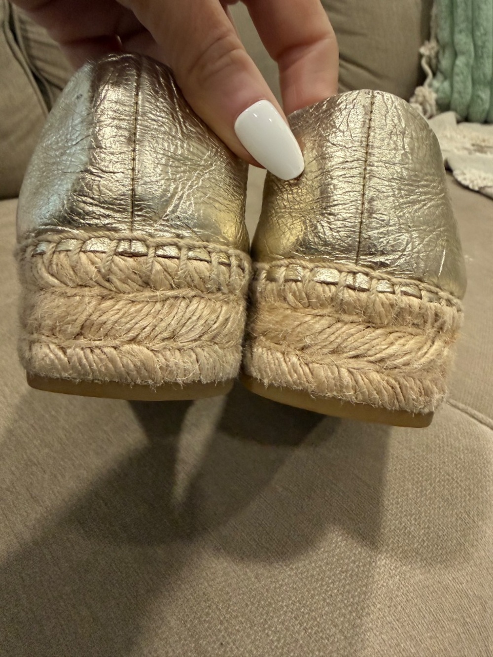 Tory Burch Ines Metallic Leather Platform Espadrilles - Picture 6 of 8